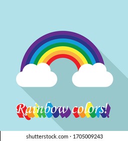 Icono decorativo arcoiris vectorial, aislado en fondo azul. Ilustración de diseño gráfico colorida