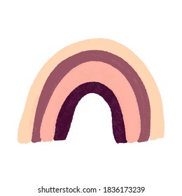 Arcoiris en delicados colores pastel. Estilo boho. El diseño moderno de la decoración. Ilustración vectorial dibujada por mano 