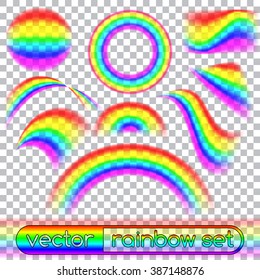 Rainbow design elements set. Transparent design collection. Vector illustration.