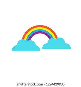 Cute Cartoon Rainbow On Two Green Stock Vector (Royalty Free ...