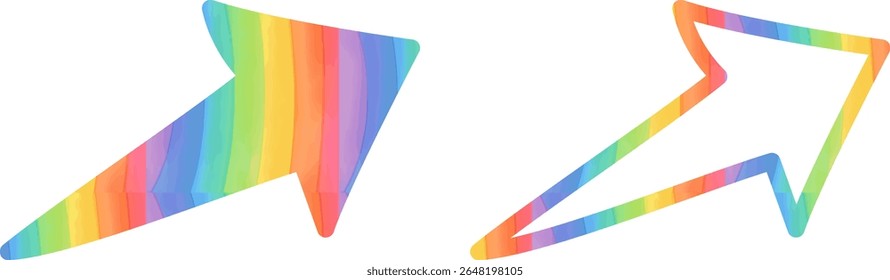 Rainbow Diagonal Arrow Solid and Outline