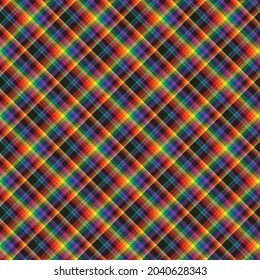 Arcoiris Diagonal Placa Tartán texturado Diseño de patrón sin costura adecuado para textiles de moda y gráficos