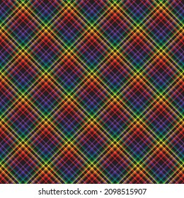 Arcoiris Diagonal Placa Tartán texturado Diseño de patrón sin costura adecuado para textiles de moda y gráficos