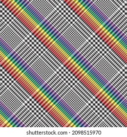 Arcoiris Diagonal Placa Tartán texturado Diseño de patrón sin costura adecuado para textiles de moda y gráficos