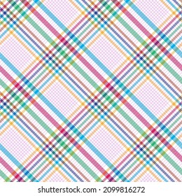 Rainbow Diagonal Plaid Tartan textured Seamless pattern design suitable for fashion textiles and graphics