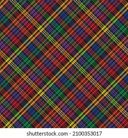 Rainbow Diagonal Plaid Tartan textured Seamless pattern design suitable for fashion textiles and graphics