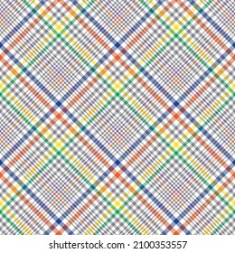 Rainbow Diagonal Plaid Tartan textured Seamless pattern design suitable for fashion textiles and graphics