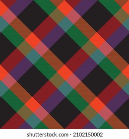 Rainbow Diagonal Plaid Tartan textured Seamless pattern design suitable for fashion textiles and graphics