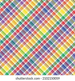 Rainbow Diagonal Plaid Tartan textured Seamless pattern design suitable for fashion textiles and graphics