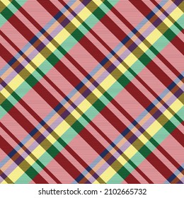 Arcoiris Diagonal Placa Tartán texturado Diseño de patrón sin costura adecuado para textiles de moda y gráficos