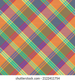 Rainbow Diagonal Plaid Tartan textured Seamless pattern design suitable for fashion textiles and graphics