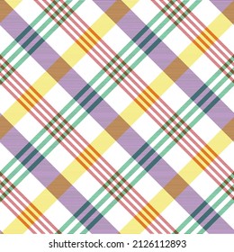 Rainbow Diagonal Plaid Tartan textured Seamless pattern design suitable for fashion textiles and graphics