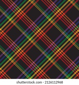 Rainbow Diagonal Plaid Tartan textured Seamless pattern design suitable for fashion textiles and graphics