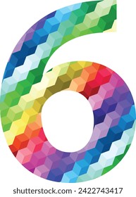 rainbow diagonal strip colors number six, vector illustration, isolated on white background.