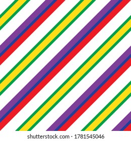 Rainbow diagonal striped seamless pattern background suitable for fashion textiles, graphics