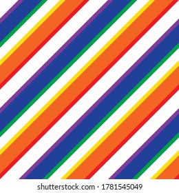 Rainbow diagonal striped seamless pattern background suitable for fashion textiles, graphics