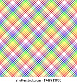 Tartán diagonal arcoiris. Funda multicolor sin vectores. Adecuado para la moda, el interior y la marca.