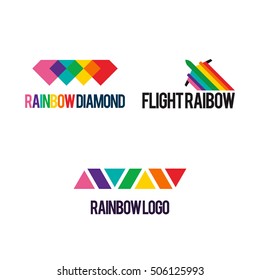 RAINBOW DIAMOND FLIGHT FLY CAMERA LOGO ICON TEMPLATE SET