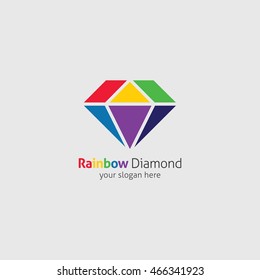 Rainbow Diamond Logo Design Template. Vector Illustration