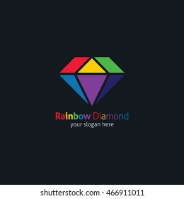 Rainbow Diamond Logo Design Template. Vector Illustration