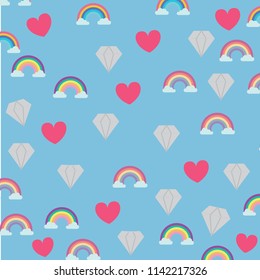 rainbow and diamonds pattern