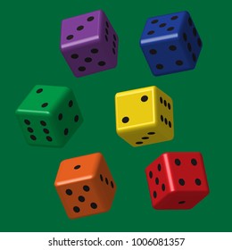 Rainbow Dice with Black Points