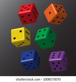 Rainbow Dice with Black Points
