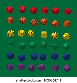 Rainbow Dice with Black Points