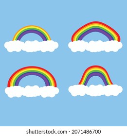 rainbow of different types on blue background. 