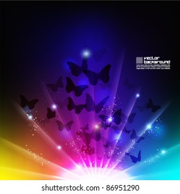 rainbow digital effect butterfly vector background design