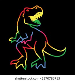 Rainbow Dinosaur Color Vector Design