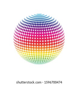 Rainbow disco ball on a white background. Disco ball,  vector
