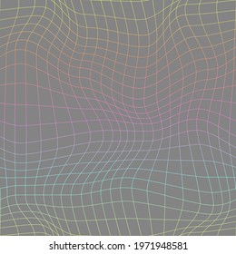 Rainbow distorted grid pattern. Seamless vector