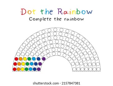 Rainbow Do Dot Worksheets Kids Learning Stock Vector (Royalty Free ...