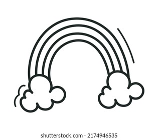 rainbow doodle icon flat isolated