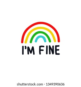 rainbow doodle icon, im fine