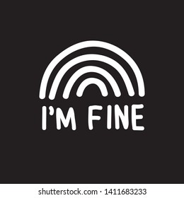 rainbow doodle icon, im fine illustration
