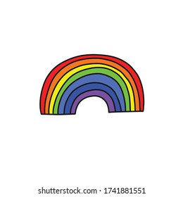 rainbow doodle icon, vector illustration