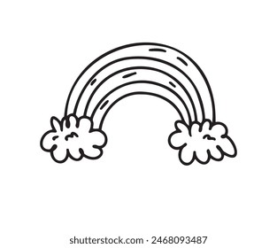 Rainbow Doodle Outline Handgezeichnetes Symbol. Vektorillustration
