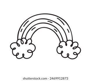 Rainbow Doodle outline hand drawn icon. Vector illustration