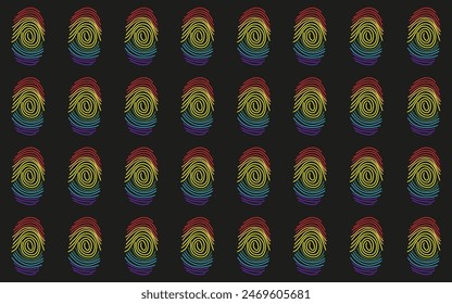 Rainbow Doodle seamless pattern. Pride Month ornament design in trendy Simple Minimalism style. Playful vector can used textile, t-shirt, wall print, cloth decor. Editable stroke