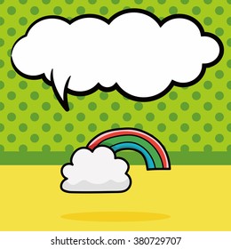 rainbow doodle, speech bubble