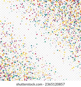 Rainbow Dot Carnival Transparent Background. Effect Round Invitation. Happy Dust Postcard. Color Polka Transparent Texture.