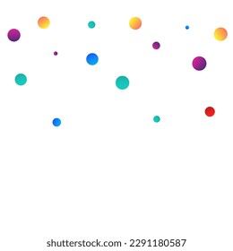 Rainbow Dot Carnival Vector White Background. Invitation Round Illustration. Top Polka Pattern. Falling Shine Abstract Backdrop.