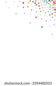 Rainbow Dot Carnival Vector White Background. Effect Polka Pattern. Transparent Dust Illustration. Bright Rain Decoration Backdrop.