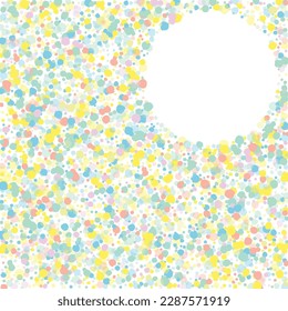 Rainbow Dot Celebration White Background. Top Polka Wallpaper. Fun Splash Banner. Yellow Circle FallingFestive Postcard.
