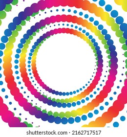 Rainbow dot circle frame halftone on the white background. Vector illustration.