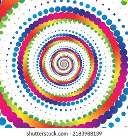 Rainbow dot circle halftone on the white background. Vector illustration.	