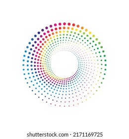 El logotipo del círculo del puntito arco iris en el fondo blanco. Ilustración vectorial.