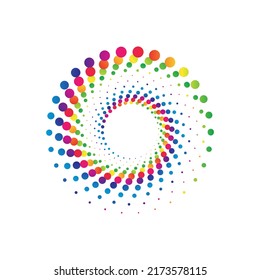 El logotipo del círculo del puntito arco iris en el fondo blanco. Ilustración vectorial.